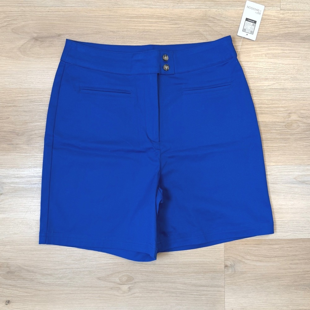 89th & Madison Cobalt‎ Blue Twill High Rise Bermuda Shorts Sz 10 Resort Nautical